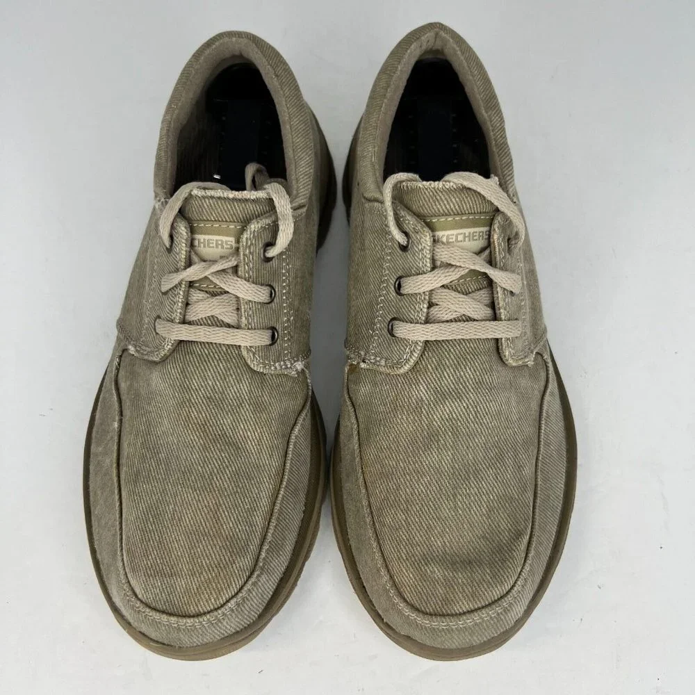 Skechers Mens 64108 Taupe Canvas Lace Up Superior Oxford Size 6.5 Casual Shoes